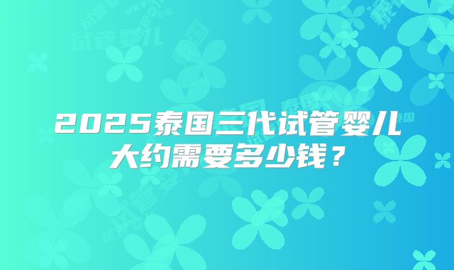 2025泰国三代试管婴儿大约需要多少钱？
