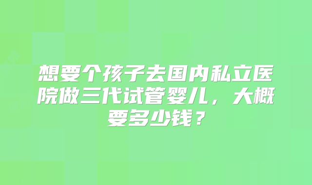 想要个孩子去国内私立医院做三代试管婴儿，大概要多少钱？