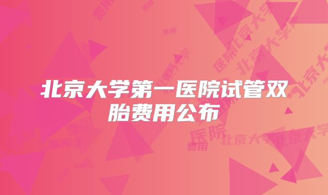 北京大学第一医院试管双胎费用公布