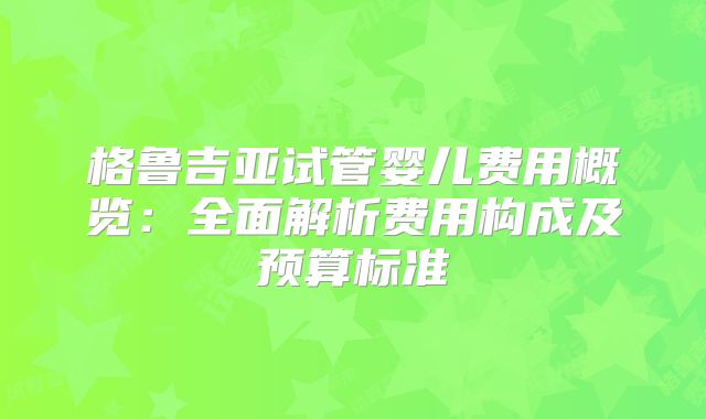 格鲁吉亚试管婴儿费用概览：全面解析费用构成及预算标准