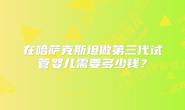 在哈萨克斯坦做第三代试管婴儿需要多少钱？