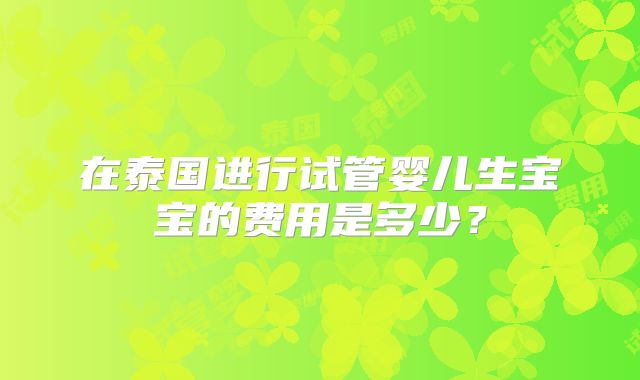 在泰国进行试管婴儿生宝宝的费用是多少？