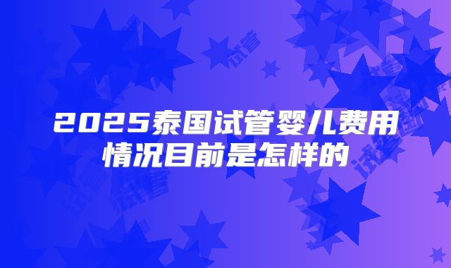 2025泰国试管婴儿费用情况目前是怎样的