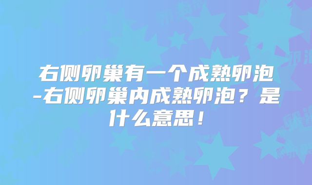 右侧卵巢有一个成熟卵泡-右侧卵巢内成熟卵泡？是什么意思！