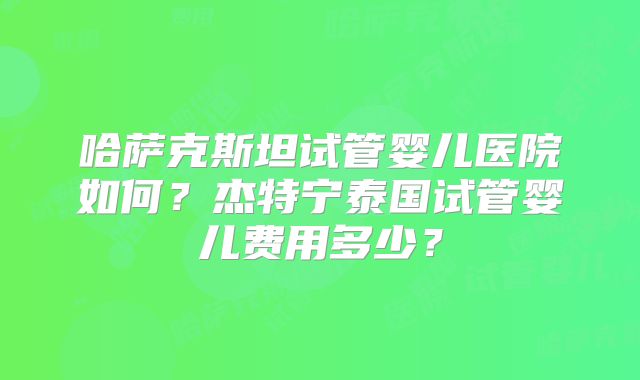 哈萨克斯坦试管婴儿医院如何？杰特宁泰国试管婴儿费用多少？