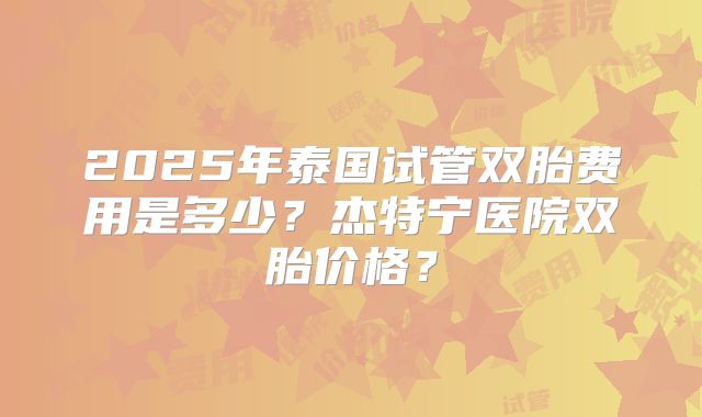 2025年泰国试管双胎费用是多少？杰特宁医院双胎价格？