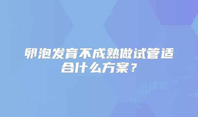 卵泡发育不成熟做试管适合什么方案？