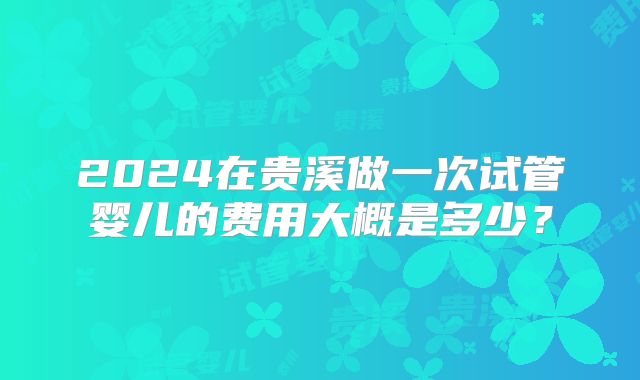 2024在贵溪做一次试管婴儿的费用大概是多少?