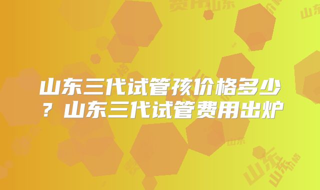 山东三代试管孩价格多少?山东三代试管费用出炉