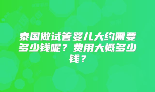 泰国做试管婴儿大约需要多少钱呢？费用大概多少钱？