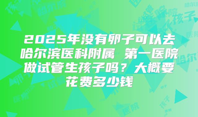 2025年没有卵子可以去哈尔滨医科附属 第一医院做试管生孩子吗?大概要花费多少钱