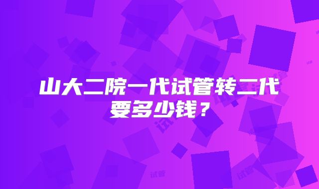 山大二院一代试管转二代要多少钱？