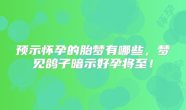 预示怀孕的胎梦有哪些,梦见鸽子暗示好孕将至!