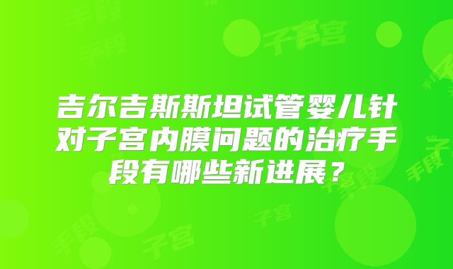 吉尔吉斯斯坦试管婴儿针对子宫内膜问题的治疗手段有哪些新进展？