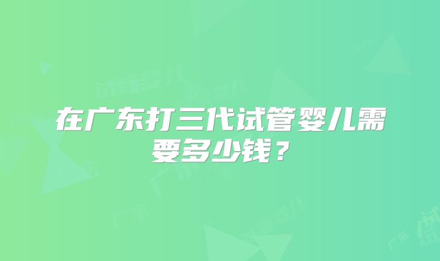 在广东打三代试管婴儿需要多少钱？