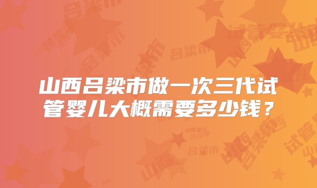 山西吕梁市做一次三代试管婴儿大概需要多少钱？