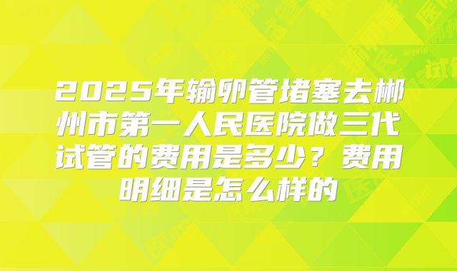 2025年输卵管堵塞去郴州市第一人民医院做三代试管的费用是多少?费用明细是怎么样的