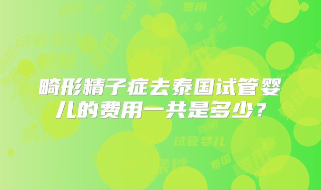 畸形精子症去泰国试管婴儿的费用一共是多少？
