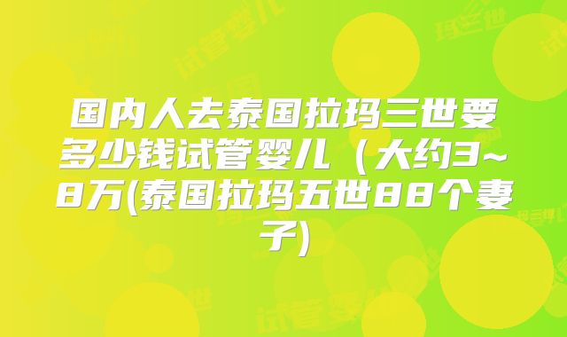 国内人去泰国拉玛三世要多少钱试管婴儿(大约3~8万(泰国拉玛五世88个妻子)