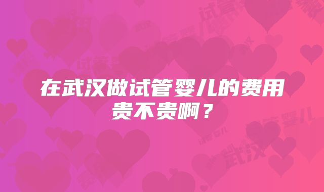 在武汉做试管婴儿的费用贵不贵啊？