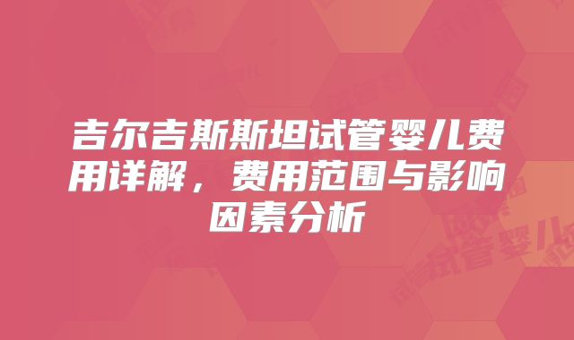 吉尔吉斯斯坦试管婴儿费用详解，费用范围与影响因素分析