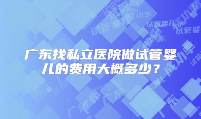 广东找私立医院做试管婴儿的费用大概多少？