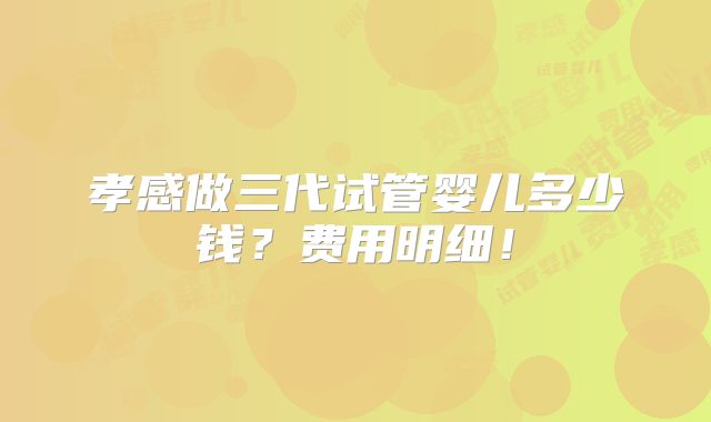 孝感做三代试管婴儿多少钱？费用明细！
