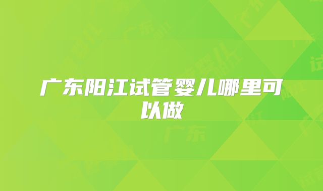 广东阳江试管婴儿哪里可以做