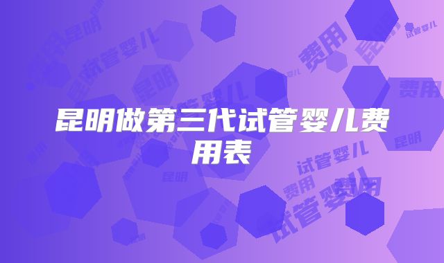 昆明做第三代试管婴儿费用表