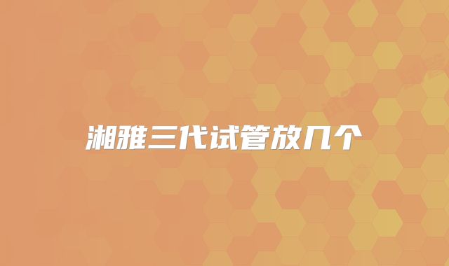 湘雅三代试管放几个