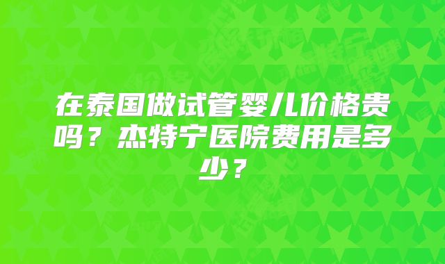 在泰国做试管婴儿价格贵吗？杰特宁医院费用是多少？