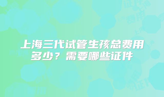 上海三代试管生孩总费用多少？需要哪些证件