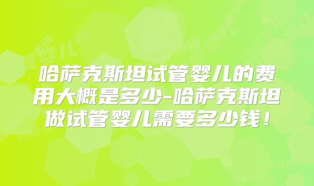 哈萨克斯坦试管婴儿的费用大概是多少-哈萨克斯坦做试管婴儿需要多少钱！