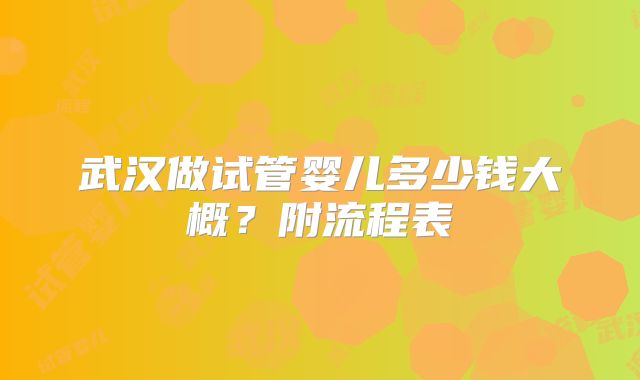 武汉做试管婴儿多少钱大概？附流程表