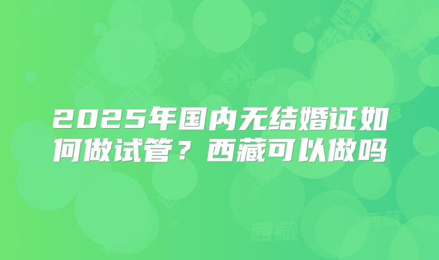 2025年国内无结婚证如何做试管?西藏可以做吗