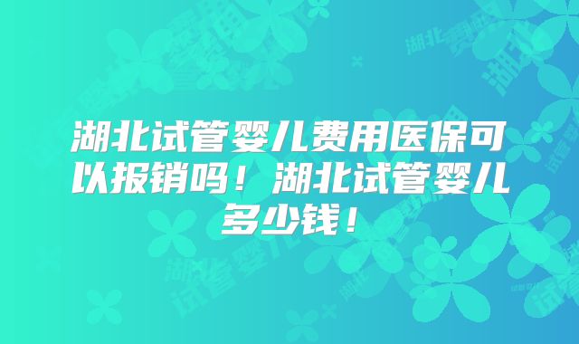 湖北试管婴儿费用医保可以报销吗！湖北试管婴儿多少钱！