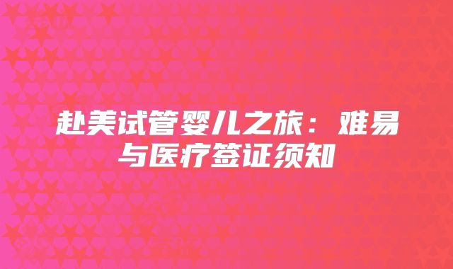 赴美试管婴儿之旅：难易与医疗签证须知