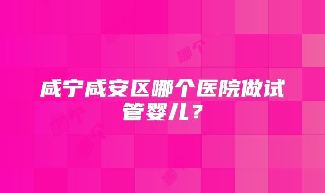 咸宁咸安区哪个医院做试管婴儿？