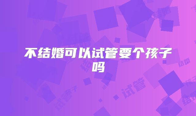 不结婚可以试管要个孩子吗