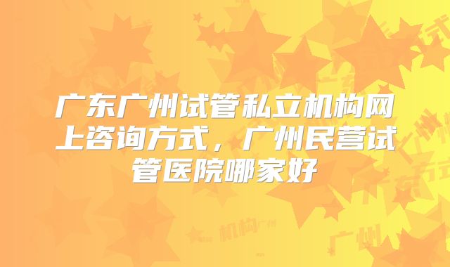 广东广州试管私立机构网上咨询方式，广州民营试管医院哪家好