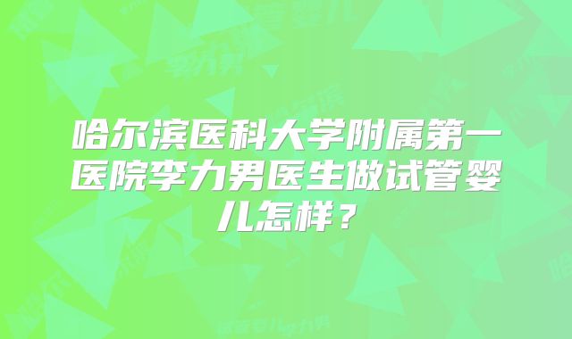 哈尔滨医科大学附属第一医院李力男医生做试管婴儿怎样？