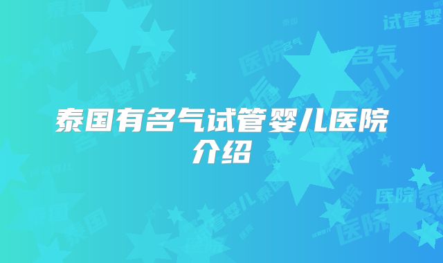 泰国有名气试管婴儿医院介绍