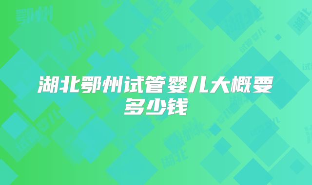 湖北鄂州试管婴儿大概要多少钱
