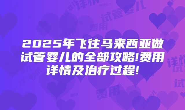 2025年飞往马来西亚做试管婴儿的全部攻略!费用详情及治疗过程!