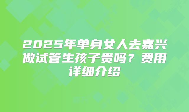 2025年单身女人去嘉兴做试管生孩子贵吗?费用详细介绍