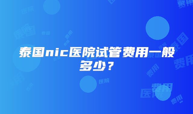 泰国nic医院试管费用一般多少？
