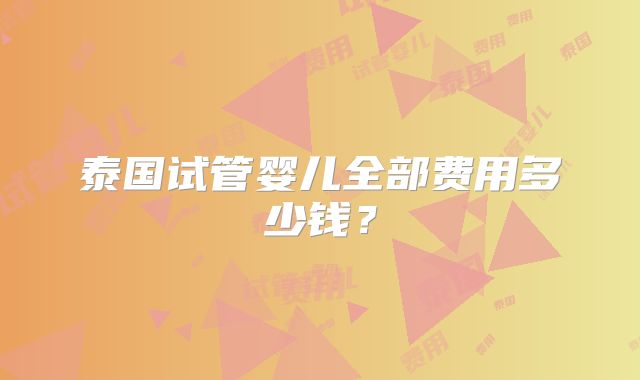 泰国试管婴儿全部费用多少钱？