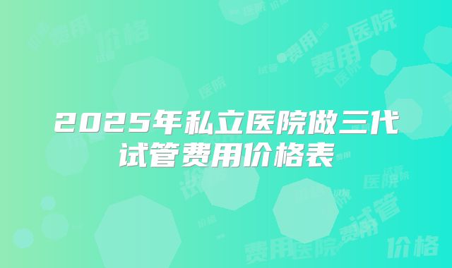 2025年私立医院做三代试管费用价格表