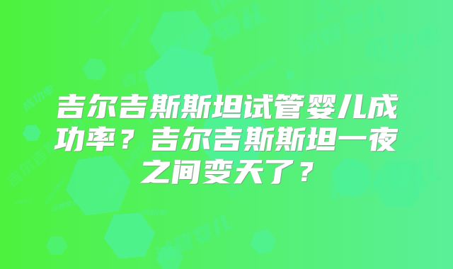 吉尔吉斯斯坦试管婴儿成功率？吉尔吉斯斯坦一夜之间变天了？