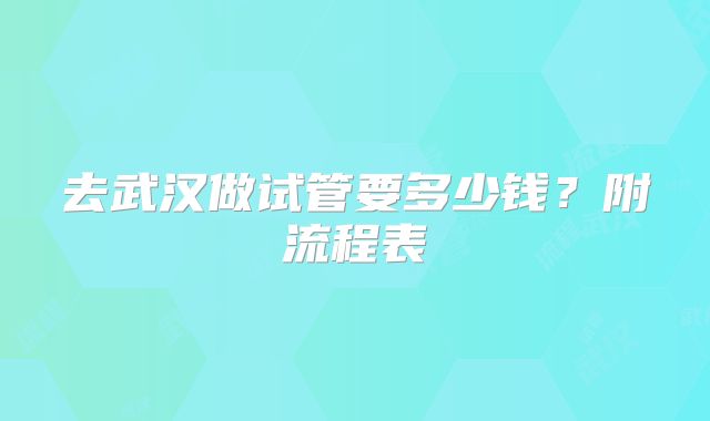 去武汉做试管要多少钱？附流程表